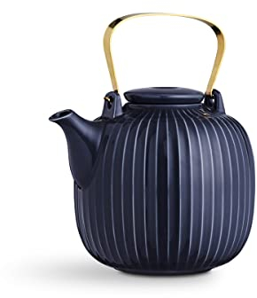 Tetera Kähler 1,2 l Hammershøi diseño legendario Timeless para té, azul