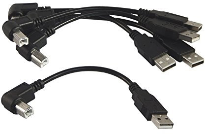 YCS basics Black USB 2.0 High Speed Printer/Scanner Right Angle Cable (0.5 Ft 5 Pack)