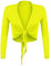 Gloop Bolero, belle, elegante veste pour femme, manche longue, noeud Bolero,XL,Jaune Fluo