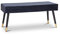 LIFA LIVING Blaue Bank aus Samt, Luxuriöse Sitzbank für Schlafzimmer, Wohnzimmer & Flur, Polsterbank für den Innenbereich, Samt-Pouf in 101 x 42 x 45 cm