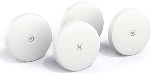 BT Mini Whole Home Wi-Fi Mesh System, Pack of 4 Discs for Seamless, Fast (AC1200) Connection in Larger Homes - App Control, 3-Year Warranty
