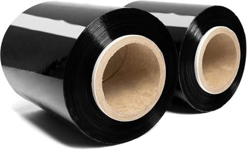 RAGO® Emballage déménagement noir Film à palette mini rouleaux Film déménagement Film emballage plastic wrap Film plastique Rouleau emballage colis-2x Noir 0.43kg