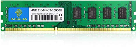 Rasalas 4GB DDR3 PC3-10600 DDR3-1333 PC3 10600U Speicher 2Rx8 Udimm 1.5V CL9 240-pin RAM Arbeitsspeicher Module für Desktop Computer