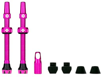 Muc-Off Rosa Presta Tubeless Ventile, 60 mm - Hochwertige Anti-Leck Fahrradventile mit integriertem Werkzeug zum Entfernen des Ventilkerns