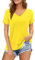 Florboom Ladies Summer Tops Loose Elegant Casual Blouse Long T-shirts Yellow Size 14 16