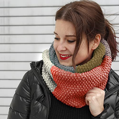 myboshi Strickset Schal New Haven, inkl. No.1 Wolle, Rundstricknadel, Anleitung und Label, Strickpaket für Anfänger, 30% Merinowolle Rouge mit Rundstricknadel