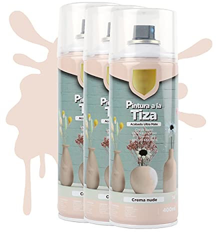 H HANSEL HOME Pintura Spray a la Tiza Color Pastel Acabado Ultra Mate - Crema Nude 400ml x 3