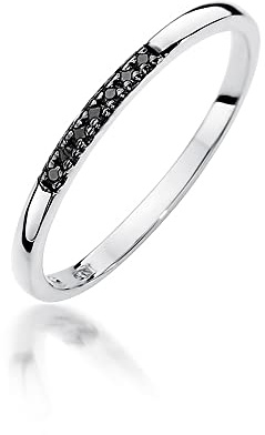 MARKO Weißgold Damen Goldring mit schwarzen Diamanten 0,035Ct, 14 Karat Gold (585) | Goldring inklusive Box | Goldring für Frauen