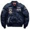 BININBOX Veste d'Aviateur Militaire pour Homme Classique Col Montant Jacket d'Hiver en Coton Chaude (Bleu, 3XL)