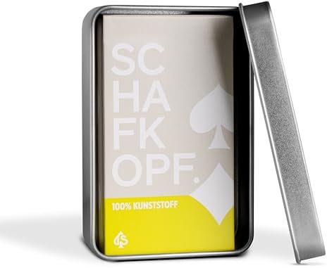 TS Spielkarten Schafkopf Karten aus 100% Kunststoff (Plastik +) bayrisch, wasserfest, Mengenrabatt verfügbar (Spielkarten + Metalldose)
