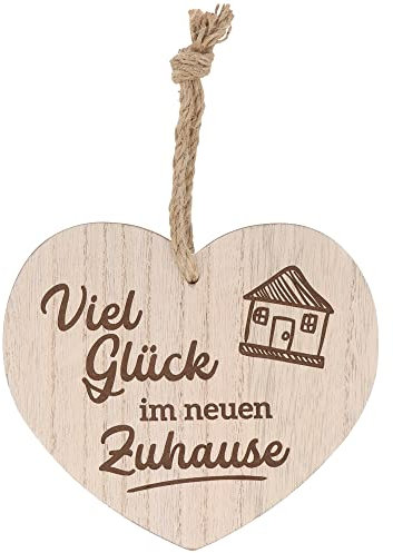 Spruchreif | Deko Herz mit Gravur | Holzherz mit Gravur | Herz mit Spruch | Shabby Chic Deko | Türdekoration | Türdeko Haustüre | Geschenk zum Einzug | Einzugsgeschenk | Viel Glück im neuen Zuhause