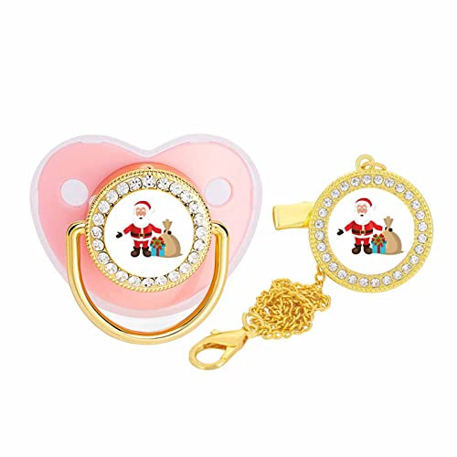 luoluoluo Baby Night Schnuller, Weihnachtsdruck Nippel Baby Schnuller beugt Zahnfehlstellungen vor Neugeborener Dummy Schnuller Nippel Silikonschnuller BPA-frei mit Strass