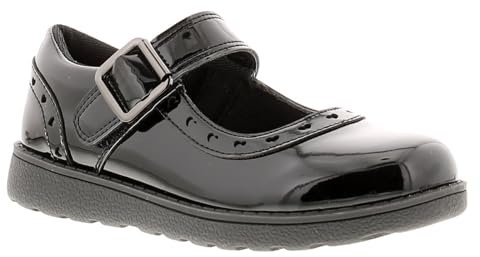 Princess Stardust Starry Girls School Shoes - Comfortable & Fashionable Younger Girls Black Shoes for School. Stylish Academic Footwear with Buckle Feature Black 11 Child UK