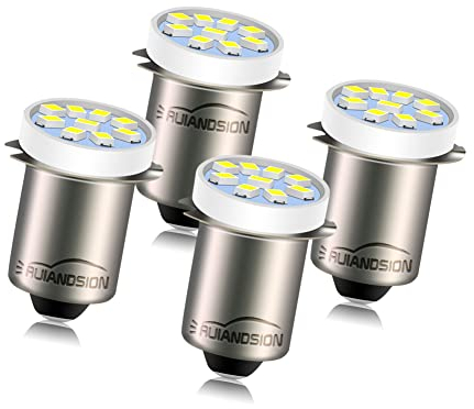 Ruiandsion P13.5S LED-Taschenlampenbirne Weiß 4.5V 2016 9SMD Ersatz für 3 Zellen Taschenlampen Taschenlampe Arbeitslicht, nicht polarisiert (4er Pack)