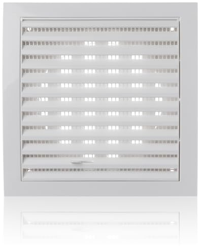 Ø 125mm Griglia Ventilazione Regolabile in Plastica ABS Bianca con Zanzariera e Flangia - Griglie Aerazione Rettangolari