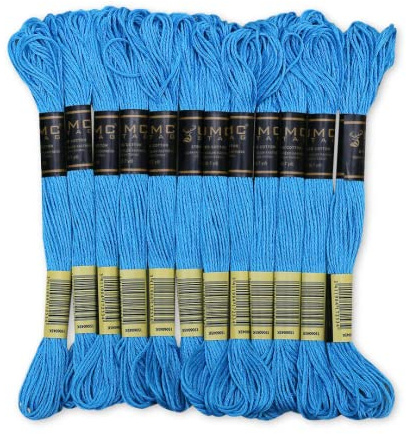 UMC STAG 12er-Pack Premium-Stickgarn | 100% ägyptische Baumwolle Premium-Docken | Kreuzstich-Stickgarn | Oeko TEX zertifizierte Strangbaumwolle | Ideal für Kunst und Handwerk (Electric Blue 433)