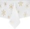 Yrendenge Wasserabweisend Weihnachtstischdecke 220x130, Rechteckige Weihnachten Tischdecke, Groß Esstischdecke Abwaschbar Weihnachts Tischdecke Tischtuch, Weiß mit Gold Schneeflocken Motiv