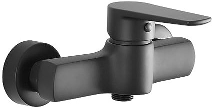 Miscelatore bagno doccia esterno nero opaco, in ottone con leva monocomando, serie ERIKA