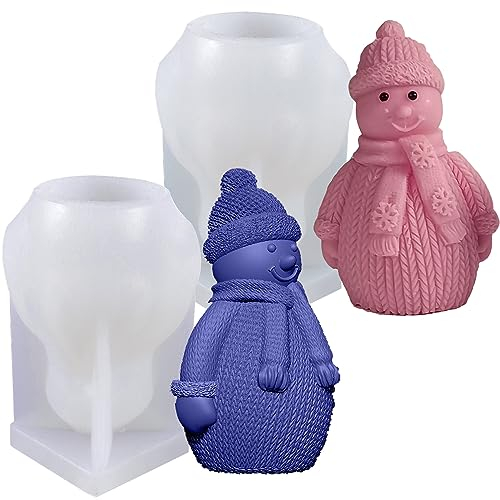 behone 3D Weihnachten Schneemann Silikonform 2 Stück Silikonformen Gießformen DIY Schneemann Gießform Fondant Silikon Form Kerzengießform für die Herstellung von Kerzen,Aromasteinen,Schokolade
