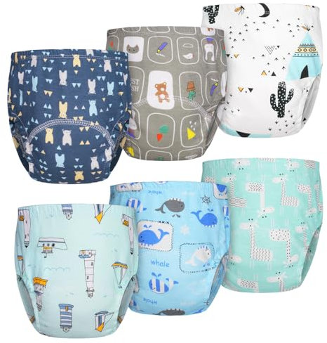 Aolso Töpfchen-Trainingshosen, 6 Stück Baby-Kleinkind-Trainingshosen, Kinder Töpfchen Trainingshose für Mädchen Jungen, 100% Baumwolle, Waschbar und Wiederverwendbar (Junge-100)
