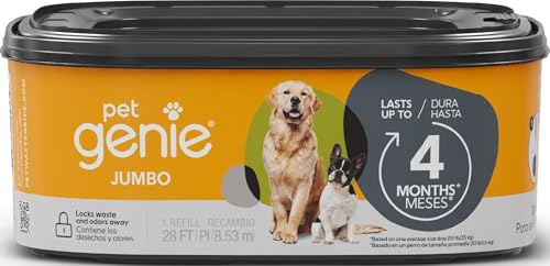 Pet Genie – Jumbo refill 1-pack – Up to 4 months of supply - Ultimate odor control dog poop bags