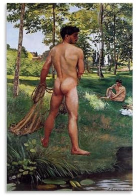 Frederic Bazille Kunstwerk Der Fischer mit einem Netz, Poster-Kunstdruck, Wandkunst, Gemälde, Leinwand, Geschenk, Dekoration, Zuhause, dekorativ, 30 x 45 cm