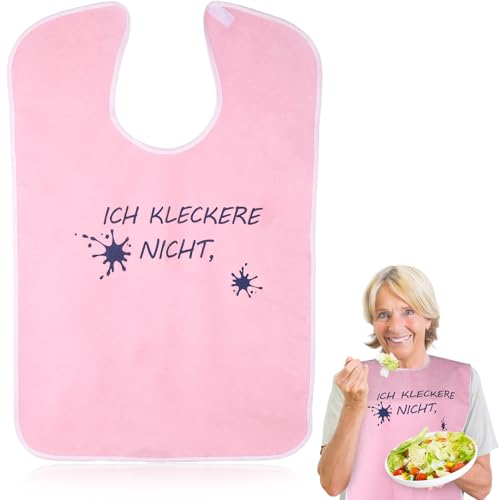 Lätzchen Erwachsene Wiederverwendbare Ältere Lätzchen Kleiderschutz für Erwachsene Lätzchen für Erwachsene Lustig Latz für Erwachsene Wasserdicht Leicht zu Reinigen für Damen Herren Senioren (Rosa)