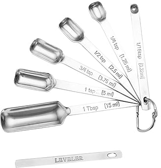 RORPOIR Suministros De Cocina 7 Piezas cuchara medidora rectangular stainless steel kitchen gadgets Utensilios de repostería familiar herramienta suministros para hornear Acero inoxidable