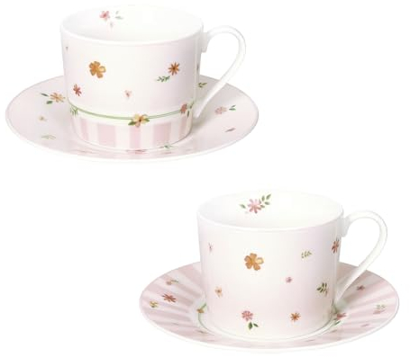 BRANDANI Polline Rosa Set 2 Pezzi Tazza Tè 150ml Porcellana