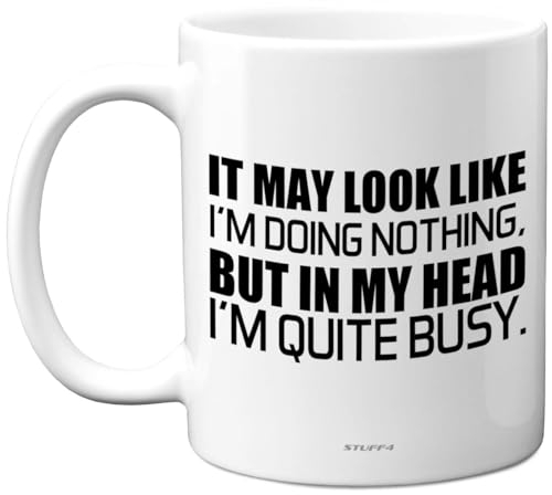 Funny Novelty Mug Gifts - in My Head - Fun Birthday Mug Present for Colleague Husband Wife Best Friend Auntie Uncle Sister Brother, 11oz Ceramic Dishwasher Safe Coffee Cup