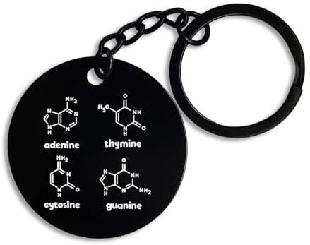 ENTROPIJA Structure In DNA ATCG Science Molecule Runder Schlüsselanhänger & Schlüsselbund Pin Anhänger Schwarz Stah