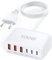 USB C Ladegerät, 100W 6-Port USB C Netzteil Schnellladegerät, PD 3.0 USB C Charger Power Adapter+QC USB A Mehrfach Ladegerät für iPhone 16 15 14 13 Pro/Pro Max, iPad,Samsung S24/S23