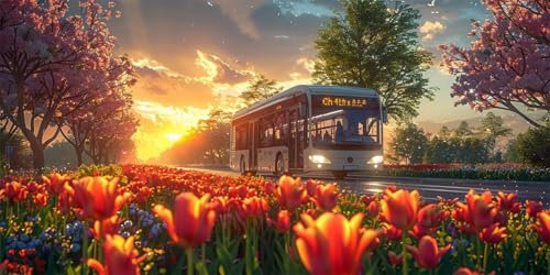 auto Malen Nach Zahlen Erwachsene Groß (40X80CM Rahmenlos), Blume Malen Nach Zahlen Kinder AnfäNger DIY Handgemalt öLgemäLde Kit, Acrylfarben mit 3 Set Pinseln, für Room Zimmer Deko Aesthetic, Gift