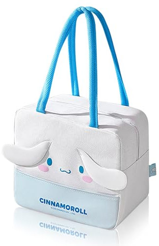 Roffatide anime cinnamoroll lonchera con mango aislado y a prueba de fugas bolsa de almuerzo reutilizable bolsa de almuerzo refrigerada para viajes de picnic de trabajo azul blanco