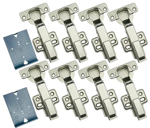 GEFONG 105 Grad Eckanschlag Soft Close Hydraulische Scharniere 35 mm mit Stoßdämpfer Dämpfung Stummes Scharnier für Garderobe Kleiderschrank Tür Küchenschranktür 8 Stück