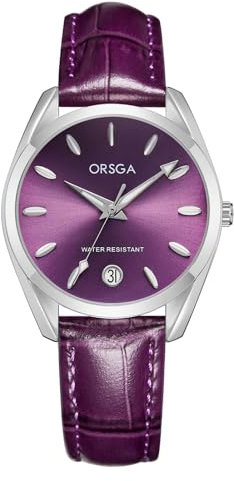 CIVO Damenuhr Lederarmband Armbanduhr Damen: Lila Analog Business Uhren für Frauen - Wasserdicht Quarz Damen Uhr