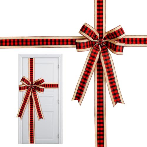 Fruusv Lazos de Navidad para gabinete, decoración de lazo para árbol de Navidad, lazos grandes para puerta de Navidad, lazos de cinta de gabinete de Navidad, decoración de cinta de puerta de Navidad,