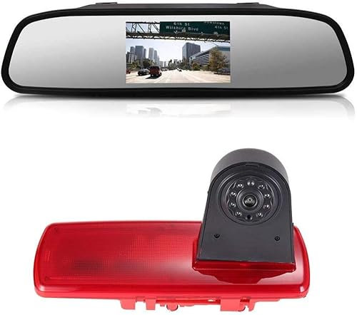 Transporter Van Bremsleuchte Kamera Rückfahrsystem im 3. Bremslicht mit Rückfahrkamera +4.3 LCD Rückspiegel Ersetzen für FIAT Talento/Nissan NV300/Nissan Primaster/Traffic/Opel Vivaro/Vauxhall