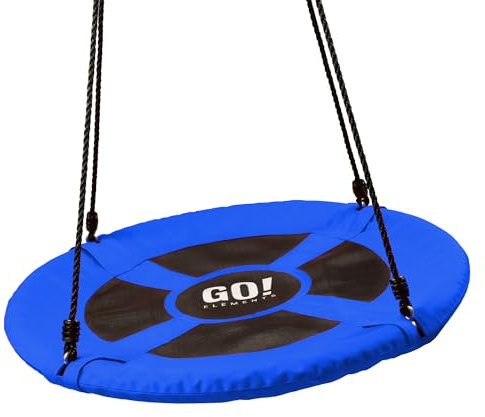 GO!elements Nestschaukel Outdoor | Kinderschaukel oder Gartenschaukel | Höhenverstellbare Schaukel für Kinder & Erwachsene (Familienschaukel) bis 150 KG belastbar | Größe: ø 80cm, Farbe: Blau