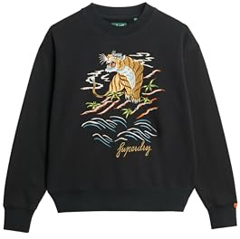 Superdry Damen Lässiges Suika Sweatshirt mit Rundhalsausschnitt und Stickerei