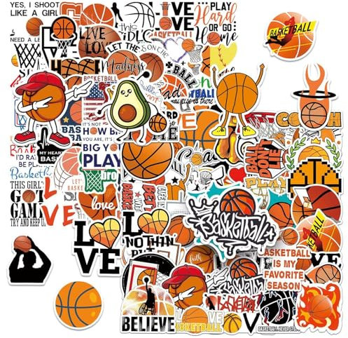 CVDYWDJIE 100 Basketball-Aufkleber, Graffiti-Aufkleber, DIY-Gepäckbecher-Dekorationsaufkleber, Wasserfeste Selbstklebende Aufkleber, Basketball-Fan-Aufkleber-Geschenke