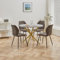 DEYARNA HOME Essgruppe Set Tisch und Stühle, 100cm Runder Esstisch und 4 Leinen-Esszimmerstühle, 4 Stühle & Tisch für Küche, Esszimmer und Wohnzimmer (Schwarz-LX, 100 * 100 * 76.5cm (Grau/Gold))