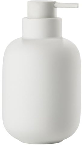 Zone Denmark Sensu Seifenspender für Flüssigseife, Pumpspender fürs Bad, Steingut/Keramik, Skandinavisch im Design, 300 ml, Höhe 13 cm, Weiß
