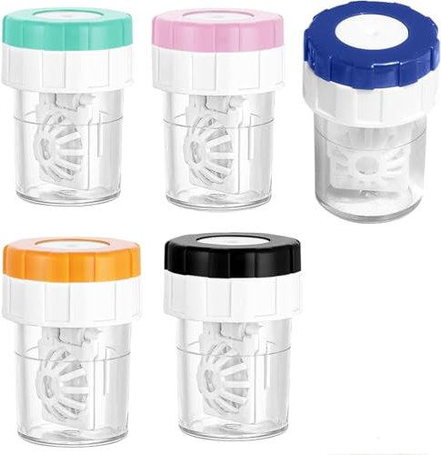 Kontaktlinsenbehälter,5 Stück Manuelle Kontaktlinsenreiniger Linsen schnelle Reinigung,Tragbare Kontaktlinsen Aufbewahrung Kontaktlinsenreinigungsbehälter,für den täglichen Gebrauch