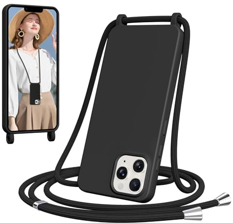 Woijrly Handyband für iPhone 11 Pro Hülle mit Band, Weiche TPU Silikon Necklace Handyhülle mit Abnehmbar Kordel, Verstellbar, Stossfest Handy Schutzhülle für iPhone 11 Pro, Schwarz