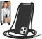 Woijrly Handyband für iPhone 11 Pro Hülle mit Band, Weiche TPU Silikon Necklace Handyhülle mit Abnehmbar Kordel, Verstellbar, Stossfest Handy Schutzhülle für iPhone 11 Pro, Schwarz