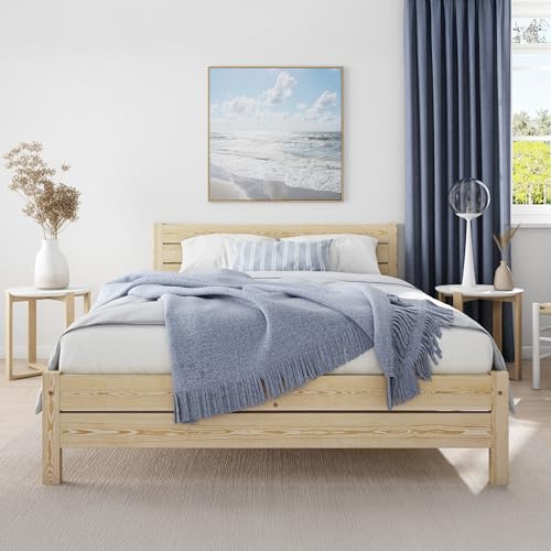 Nodax Super King Bed Frame – Solid Pine Wooden Bed Frame for Adults, F3 Easy Assemble Bed with Sturdy Slats & Extra Four Supportive Legs, Comfortable Bedroom Furniture | 180x200cm (Pine)