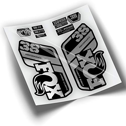 REF:VP439 FOX 38 PERFORMANCE 2021-2025 MTB Fork Compatible Stickers, Stickers, Stickers, Vinyl Decals for Mountain Bikes (SILVER CHROME)