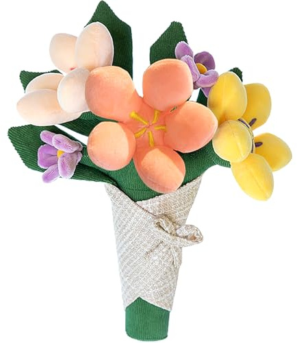 Peluche Fleur, adorable bouquet de fleurs en peluche, Jolie poupée de Bouquet de Fleurs, Poupée de Bouquet Mignon Rose, Cadeau Doux pour Femme, Petite Amie et Maman, Pour la décoration intérieure