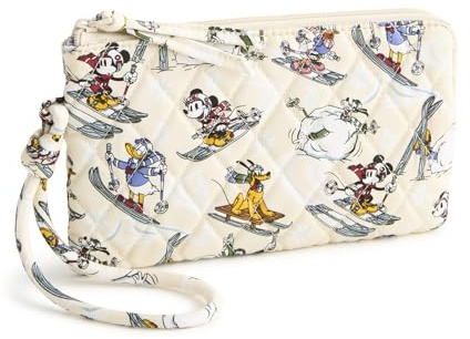 Vera Bradley Damen Disney Premium Baumwolle Reißverschluss Wristlet, Downhill Skifahren Mickey and Friends, Einheitsgröße